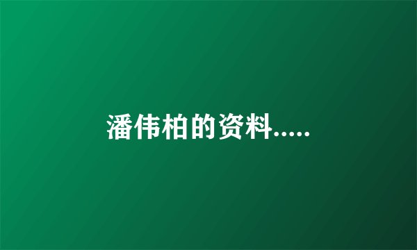 潘伟柏的资料.....