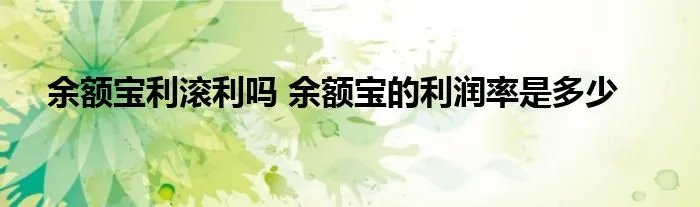 余额宝利滚利吗 余额宝的利润率是多少