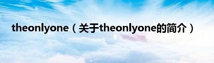 theonlyone（关于theonlyone的简介）