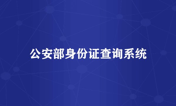 公安部身份证查询系统
