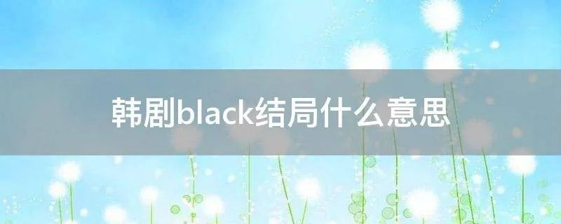 韩剧black结局什么意思