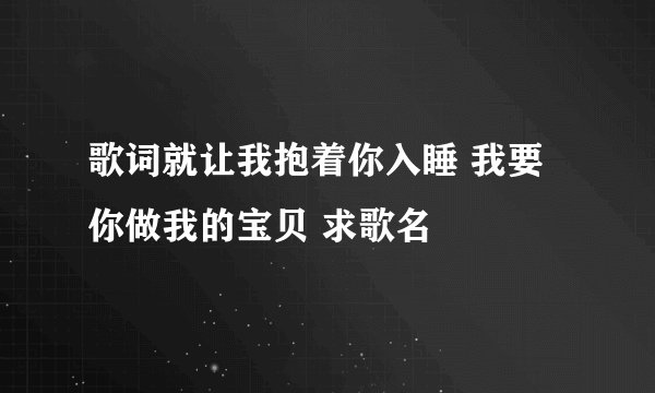 歌词就让我抱着你入睡 我要你做我的宝贝 求歌名