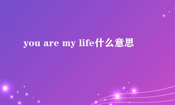 you are my life什么意思