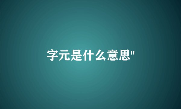字元是什么意思