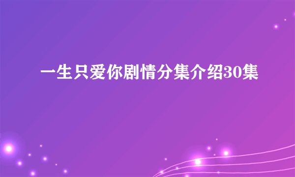 一生只爱你剧情分集介绍30集