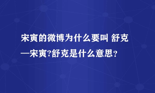 宋寅的微博为什么要叫 舒克—宋寅?舒克是什么意思？