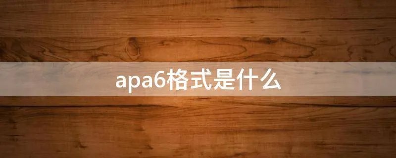 apa6格式是什么