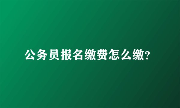 公务员报名缴费怎么缴？
