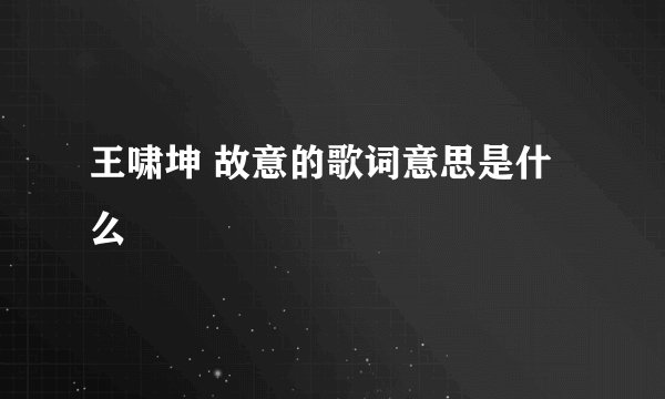 王啸坤 故意的歌词意思是什么