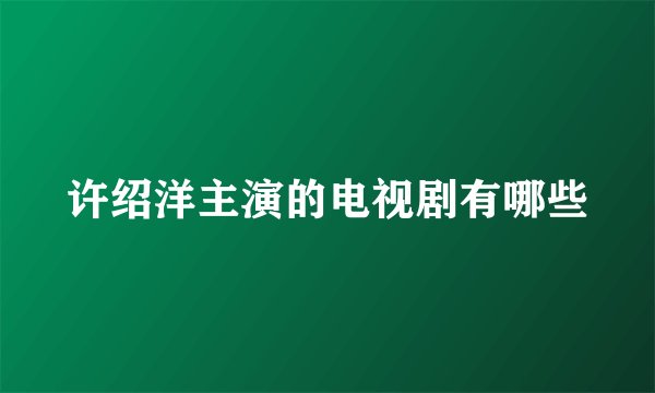 许绍洋主演的电视剧有哪些