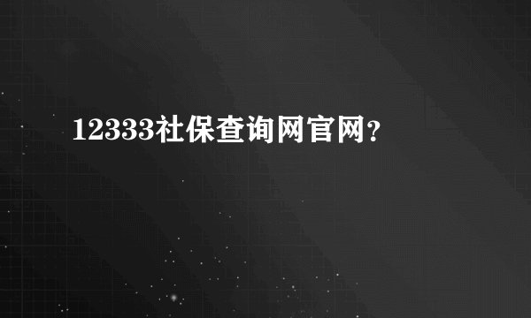 12333社保查询网官网？