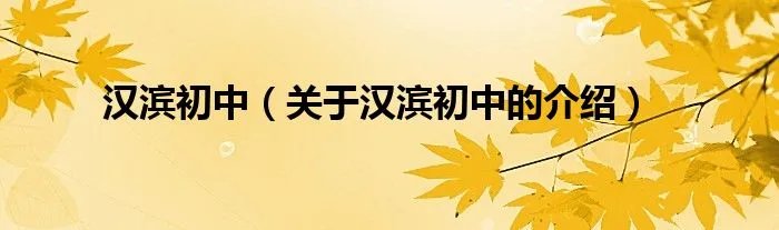 汉滨初中（关于汉滨初中的介绍）