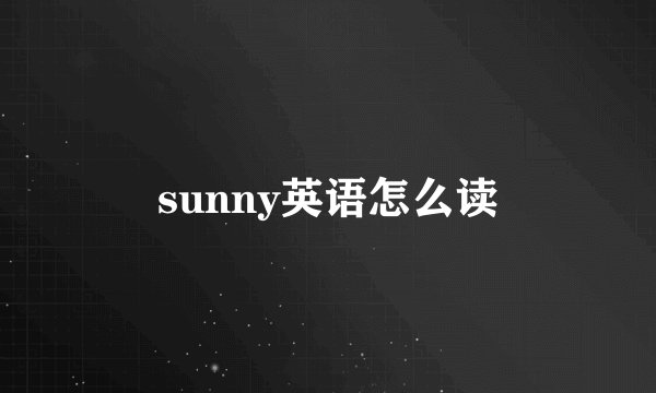 sunny英语怎么读