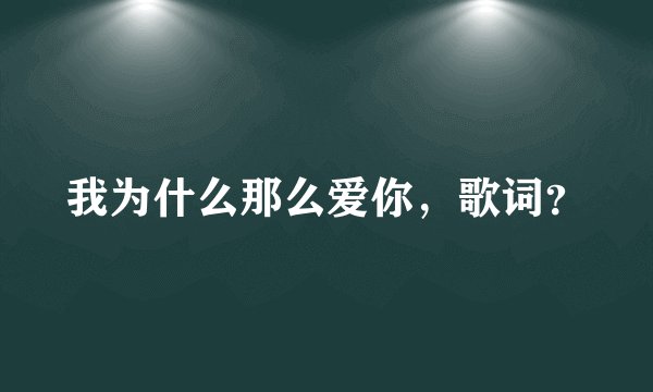 我为什么那么爱你，歌词？