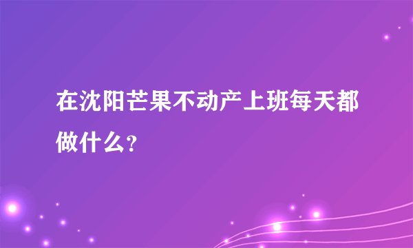 在沈阳芒果不动产上班每天都做什么？