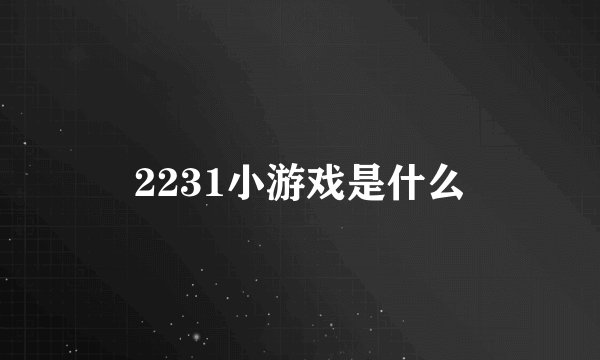 2231小游戏是什么