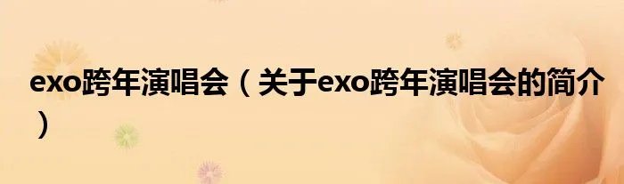 exo跨年演唱会（关于exo跨年演唱会的简介）