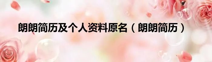 朗朗简历及个人资料原名（朗朗简历）