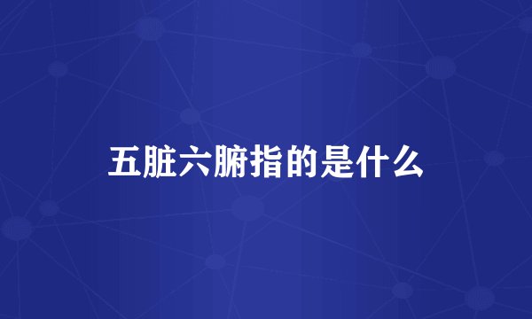 五脏六腑指的是什么