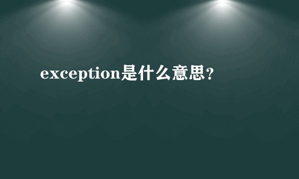 exception是什么意思？