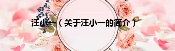 汪小一（关于汪小一的简介）