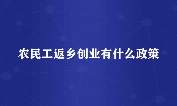 农民工返乡创业有什么政策