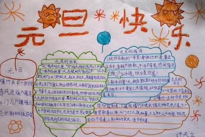 2020元旦节手抄报一等奖 2021最漂亮最简单的元旦手抄报