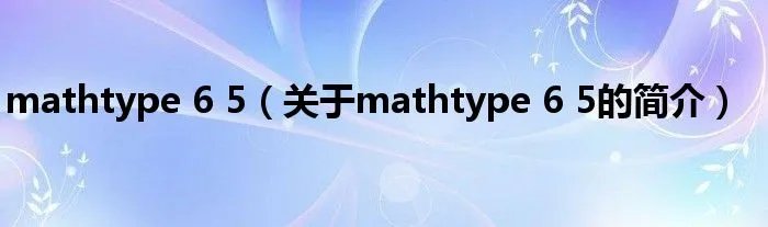 mathtype 6 5（关于mathtype 6 5的简介）