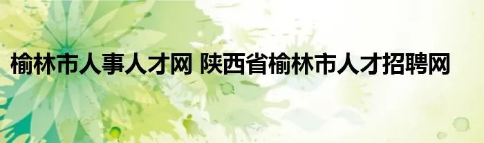 榆林市人事人才网 陕西省榆林市人才招聘网