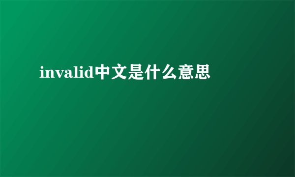 invalid中文是什么意思