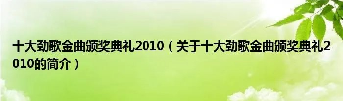 十大劲歌金曲颁奖典礼2010（关于十大劲歌金曲颁奖典礼2010的简介）