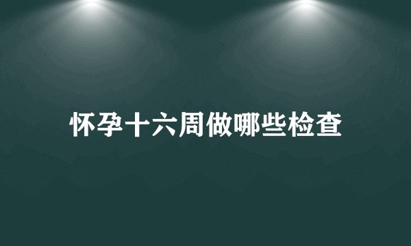 怀孕十六周做哪些检查