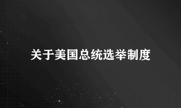 关于美国总统选举制度