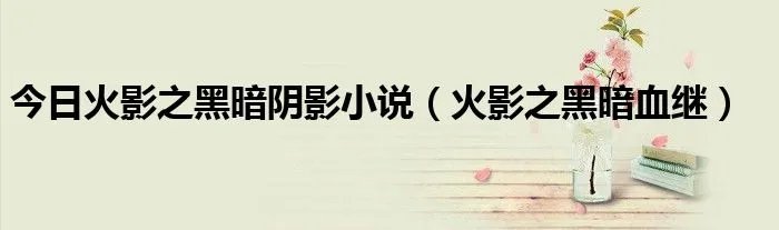 今日火影之黑暗阴影小说（火影之黑暗血继）
