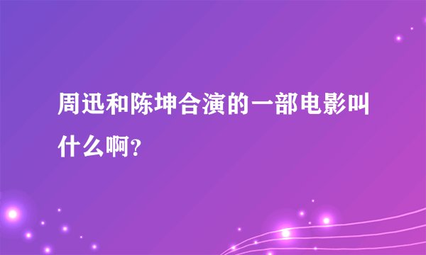 周迅和陈坤合演的一部电影叫什么啊？