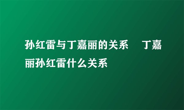 孙红雷与丁嘉丽的关系    丁嘉丽孙红雷什么关系