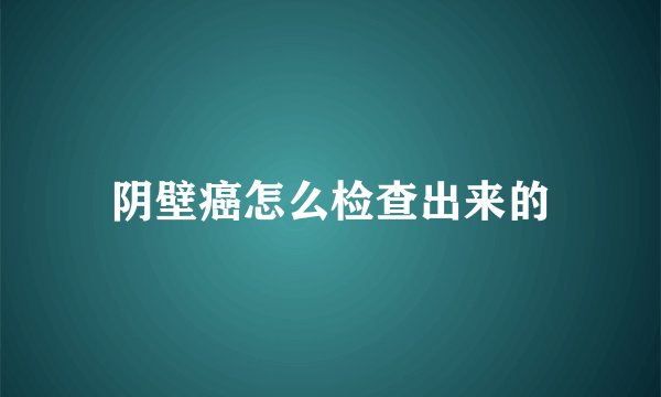 阴壁癌怎么检查出来的