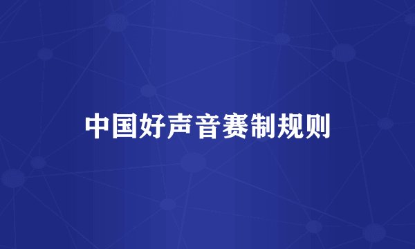 中国好声音赛制规则