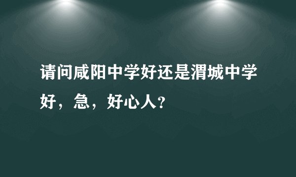 请问咸阳中学好还是渭城中学好，急，好心人？