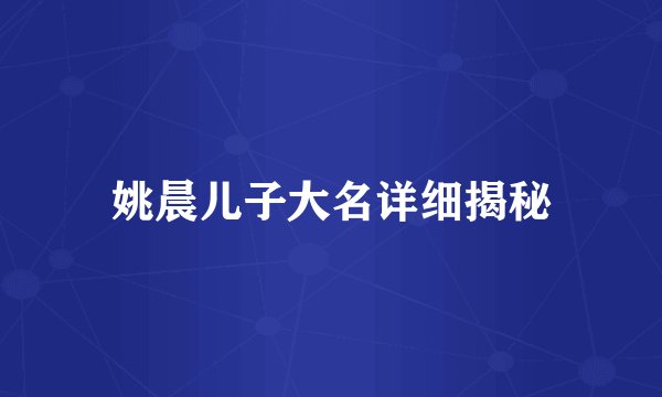 姚晨儿子大名详细揭秘