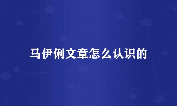 马伊俐文章怎么认识的