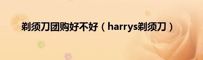 剃须刀团购好不好（harrys剃须刀）