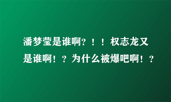 潘梦莹是谁啊？！！权志龙又是谁啊！？为什么被爆吧啊！？