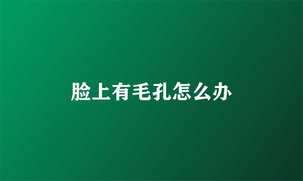 脸上有毛孔怎么办
