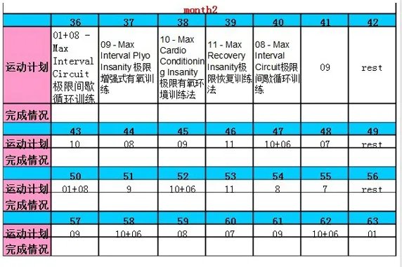 insanity健身课表