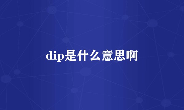 dip是什么意思啊