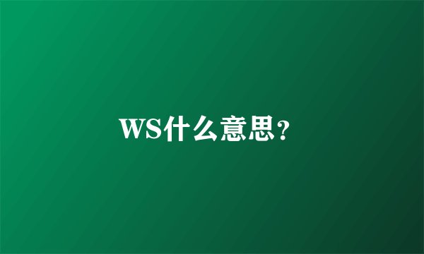 WS什么意思？