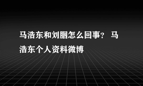 马浩东和刘胭怎么回事？ 马浩东个人资料微博