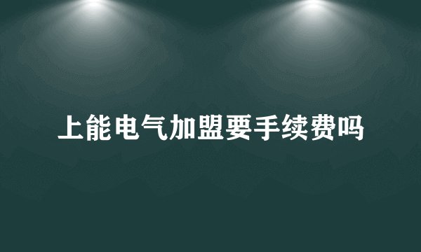 上能电气加盟要手续费吗