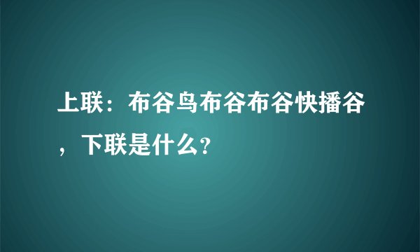 上联：布谷鸟布谷布谷快播谷，下联是什么？